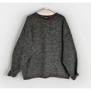 VTG Eddie Bauer Wool Blend Sweater Marled Speckled Knit Y2K Grunge Boxy Mens L